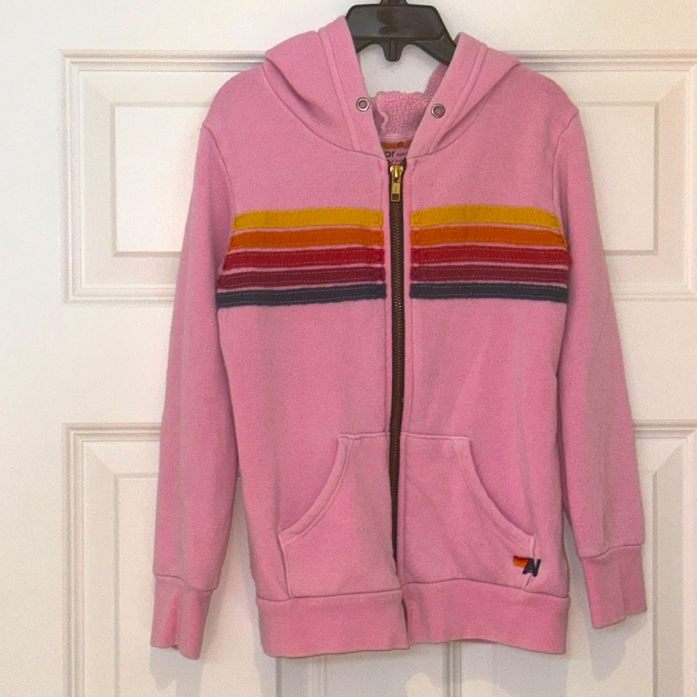 Girls Rainbow Stripe Aviator Nation Hooded